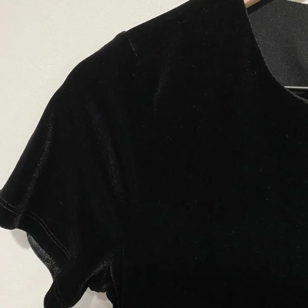 MICHAEL MICHAEL KORS Black Metallic Velour Crew Neck Mini Dress Size XS